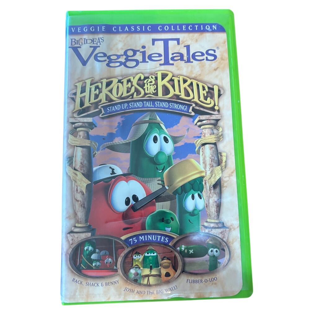 Veggie Tales Heroes of the Bible green VHS tape